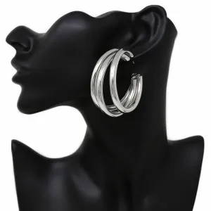 Triple The Hoop Silver Hoop Earrings