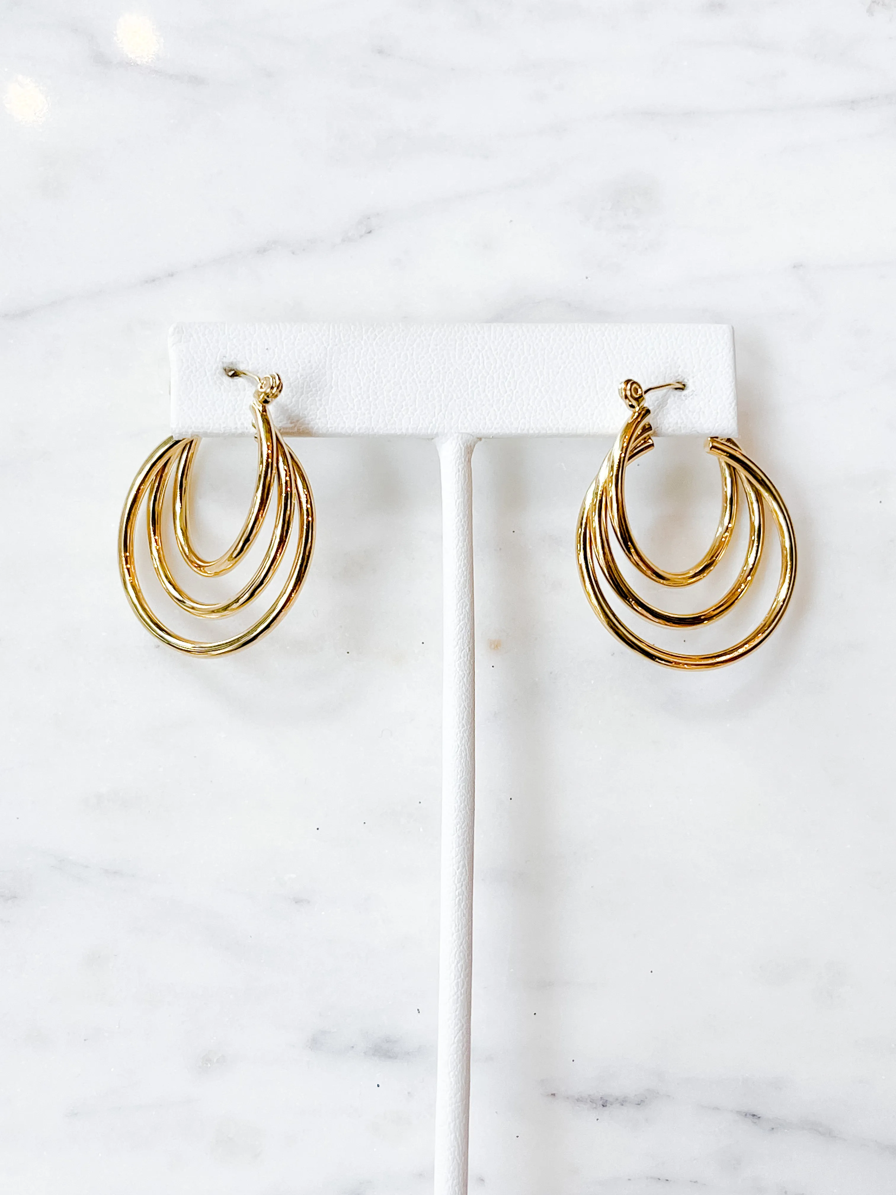 Triple Threat Gold Hoop Earrings