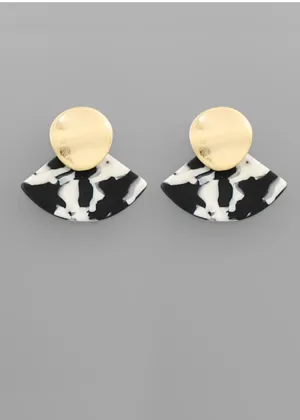 Valentina Acrylic Fan Earrings-Black/White