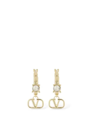 Valentino Garavani   Mini V logo signature hoop earrings 