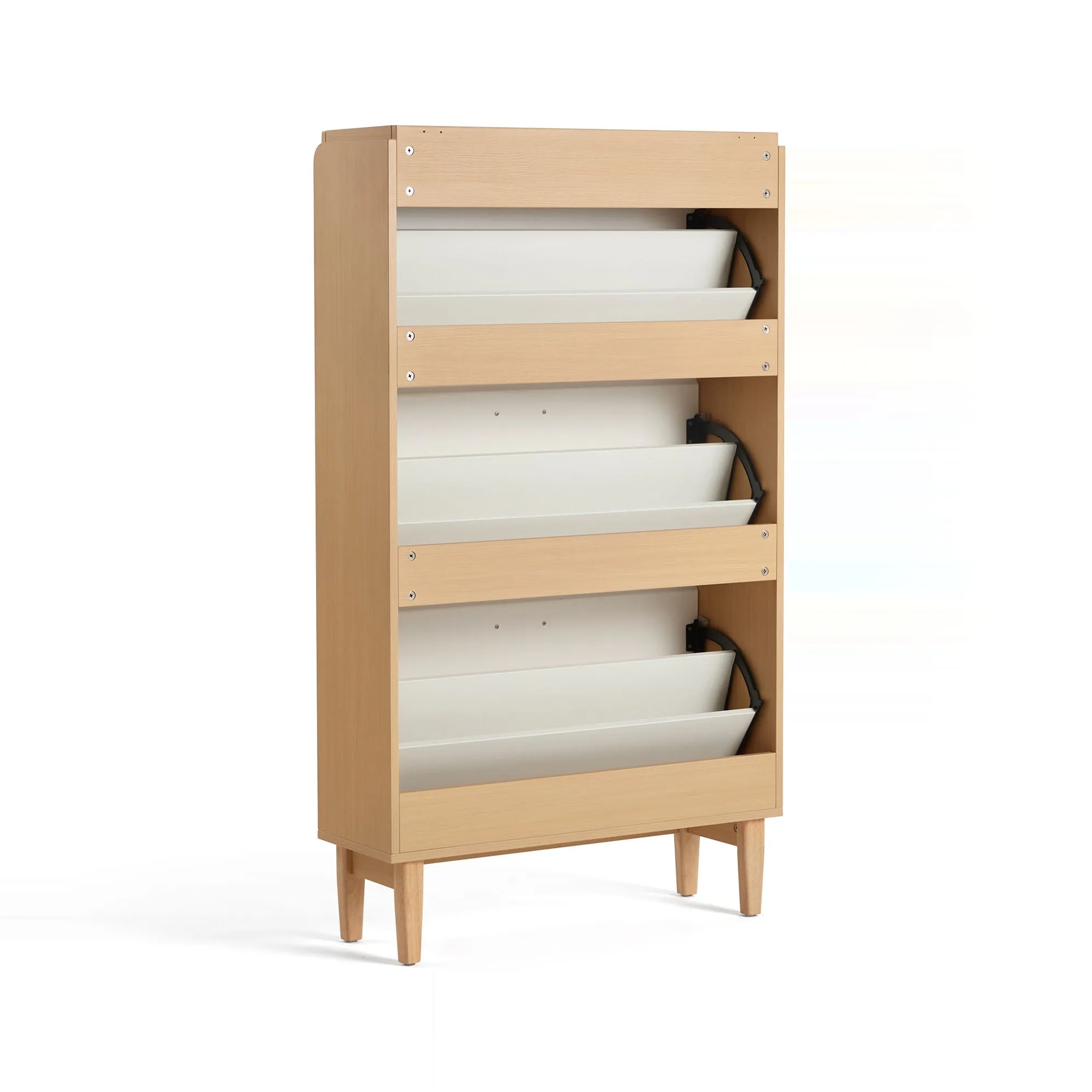 VASILY White Wooden Compact Shoe Cabinet