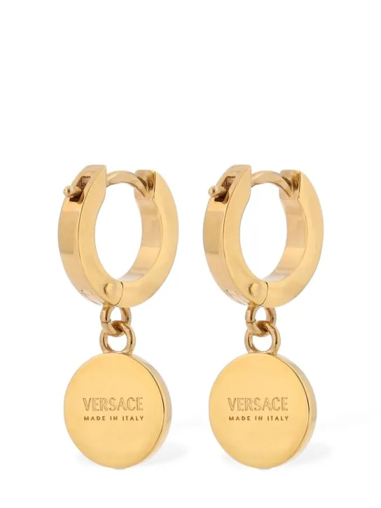 Versace   Medusa crystal charm hoop earrings 