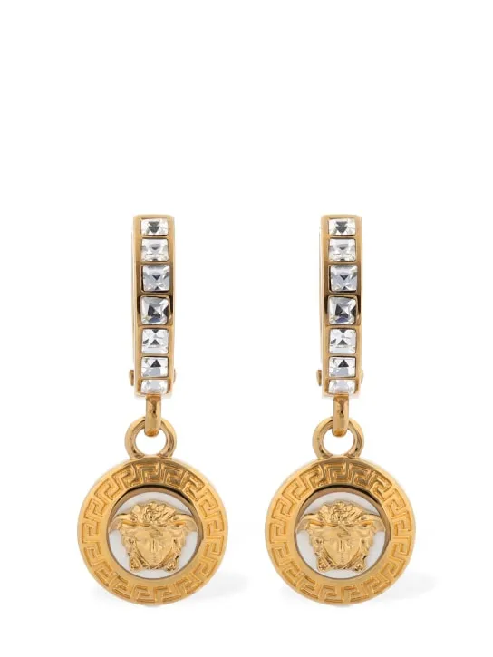 Versace   Medusa crystal charm hoop earrings 