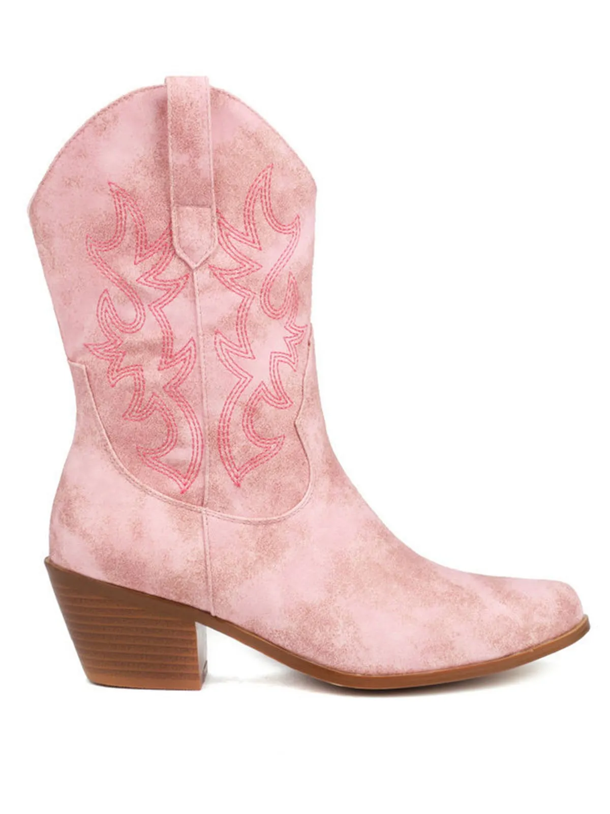 Vintage Embroidered Chunky Heel Cowboy Boots