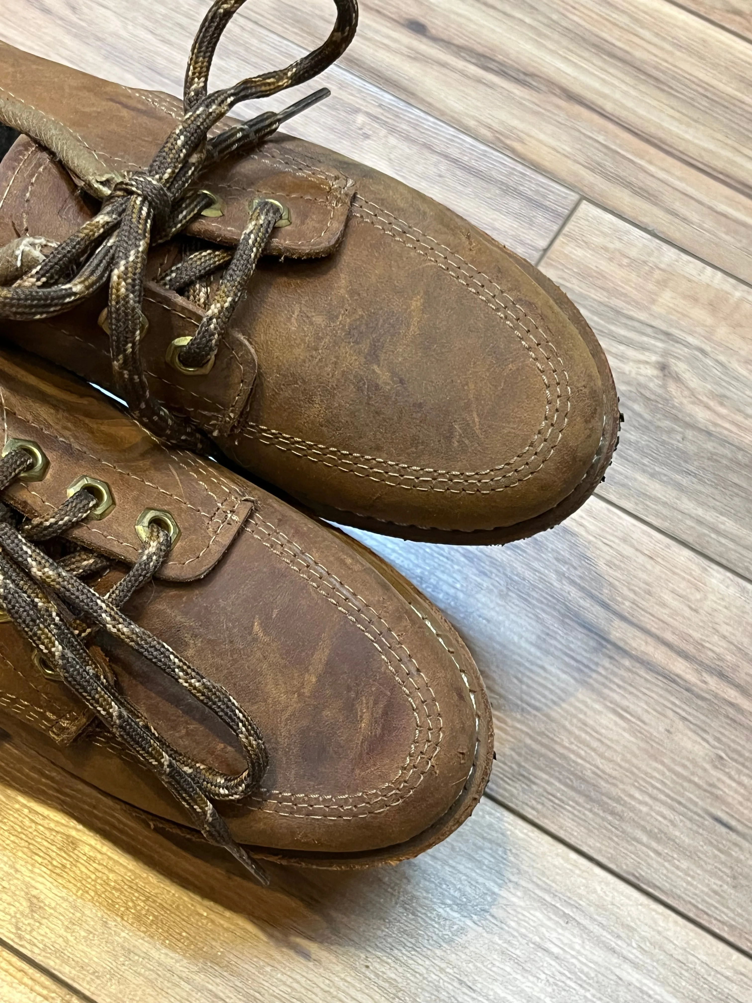 Vintage Prospector 1980’s Deadstock Moc Toe Brown Leather Shoes, Made in Canada, Womens US 8