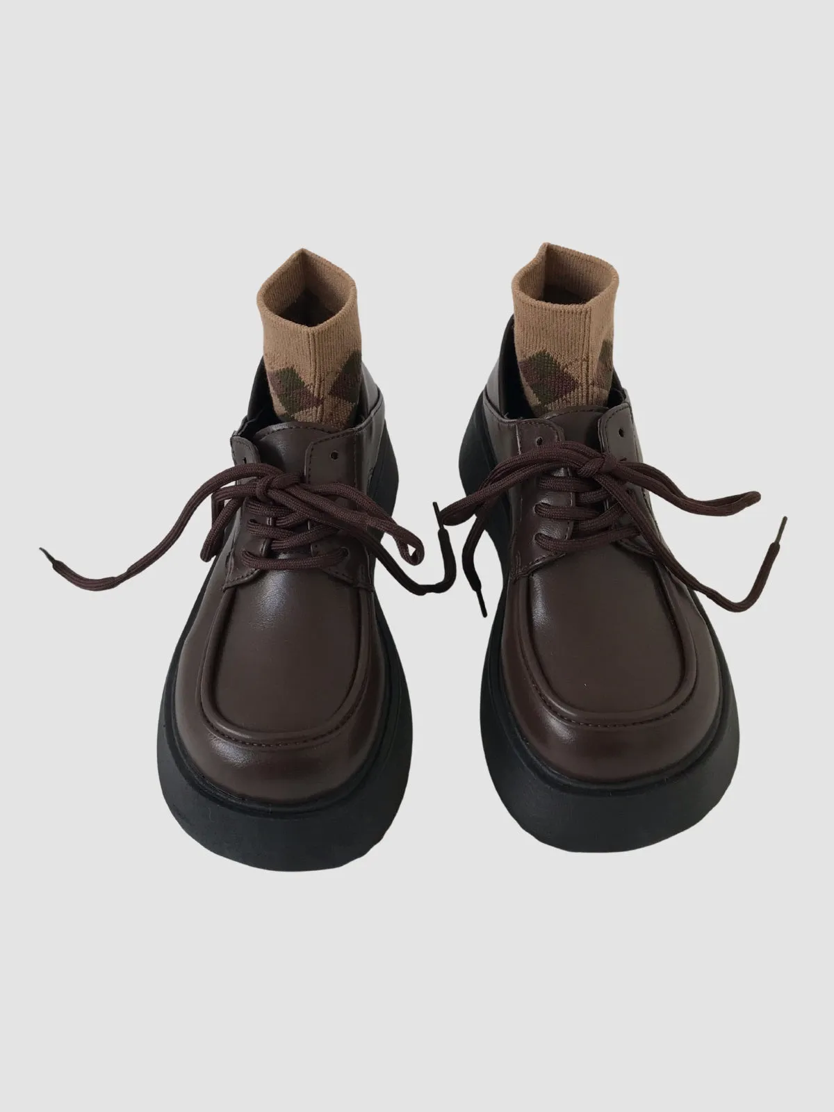 WLS Thick Sole Retro Leather Women Shoes