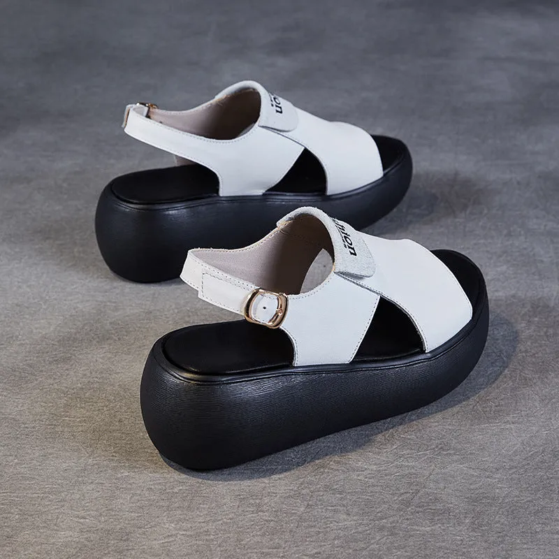 Women Casual Leather Platform Buckle Sandals