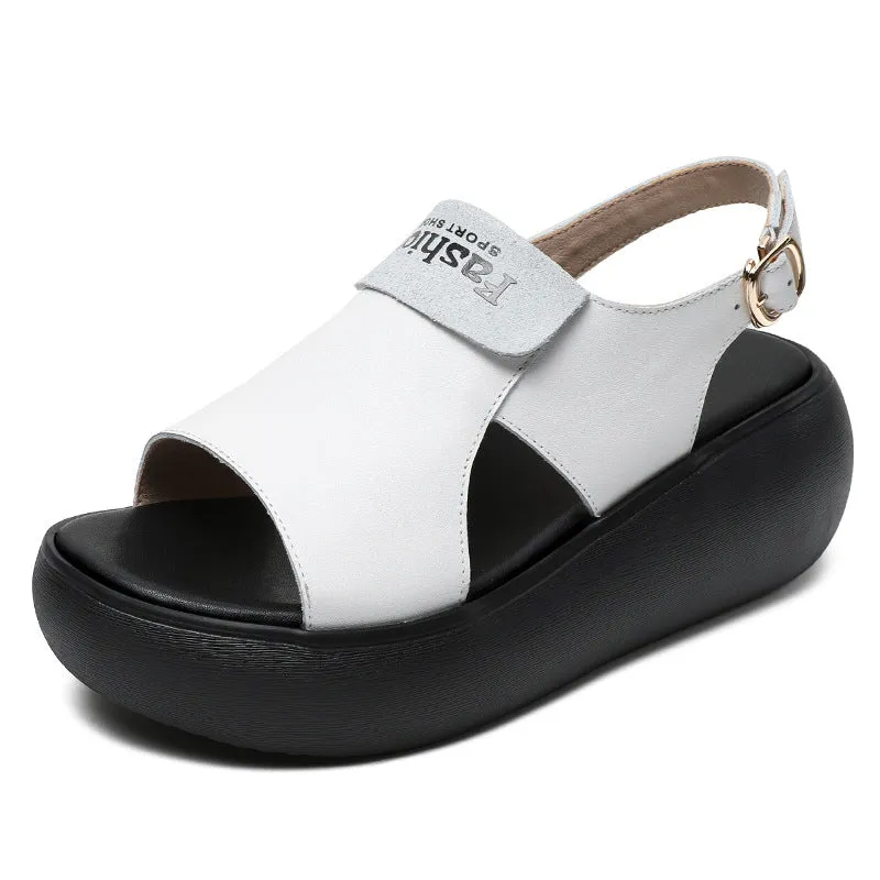 Women Casual Leather Platform Buckle Sandals