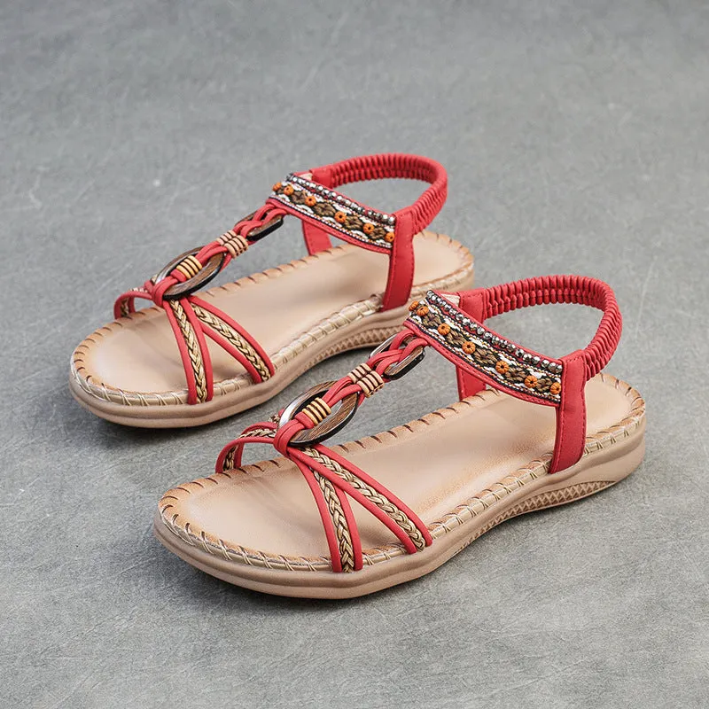 Women Handmade Plaited Summer Beach Sandals