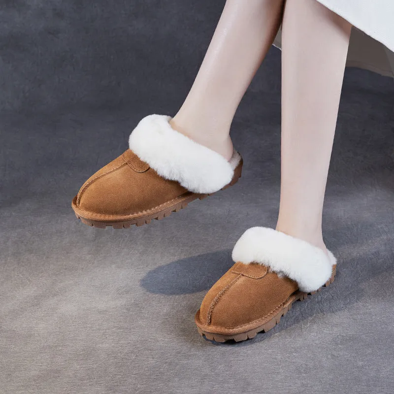 Women Minimalism Solid Suede Soft Furred Slippers