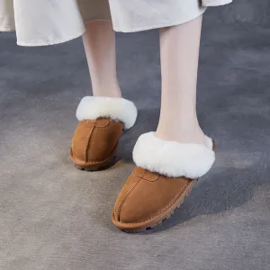 Women Minimalism Solid Suede Soft Furred Slippers