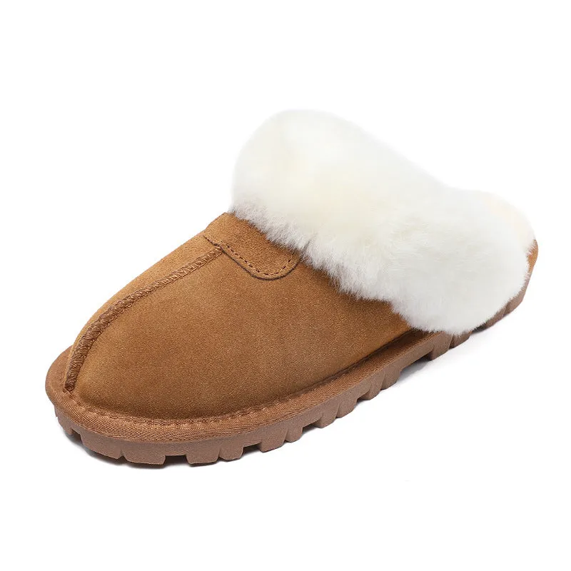 Women Minimalism Solid Suede Soft Furred Slippers