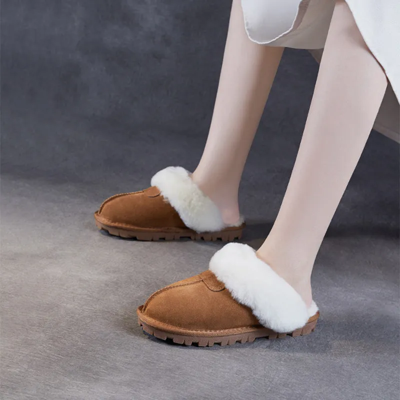 Women Minimalism Solid Suede Soft Furred Slippers