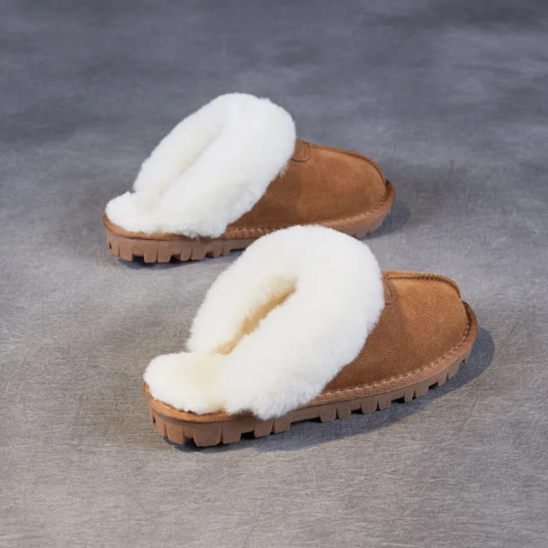 Women Minimalism Solid Suede Soft Furred Slippers