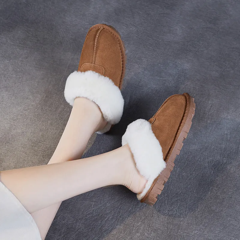 Women Minimalism Solid Suede Soft Furred Slippers