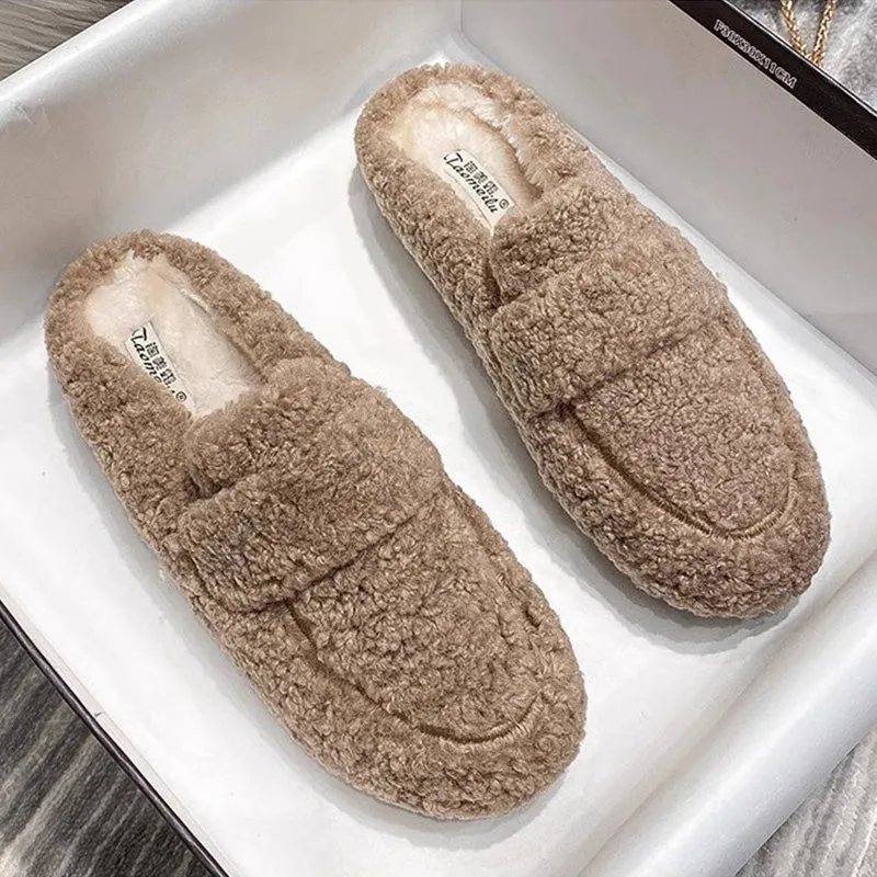 Women Minimalist Casual Winter Fur Slippers