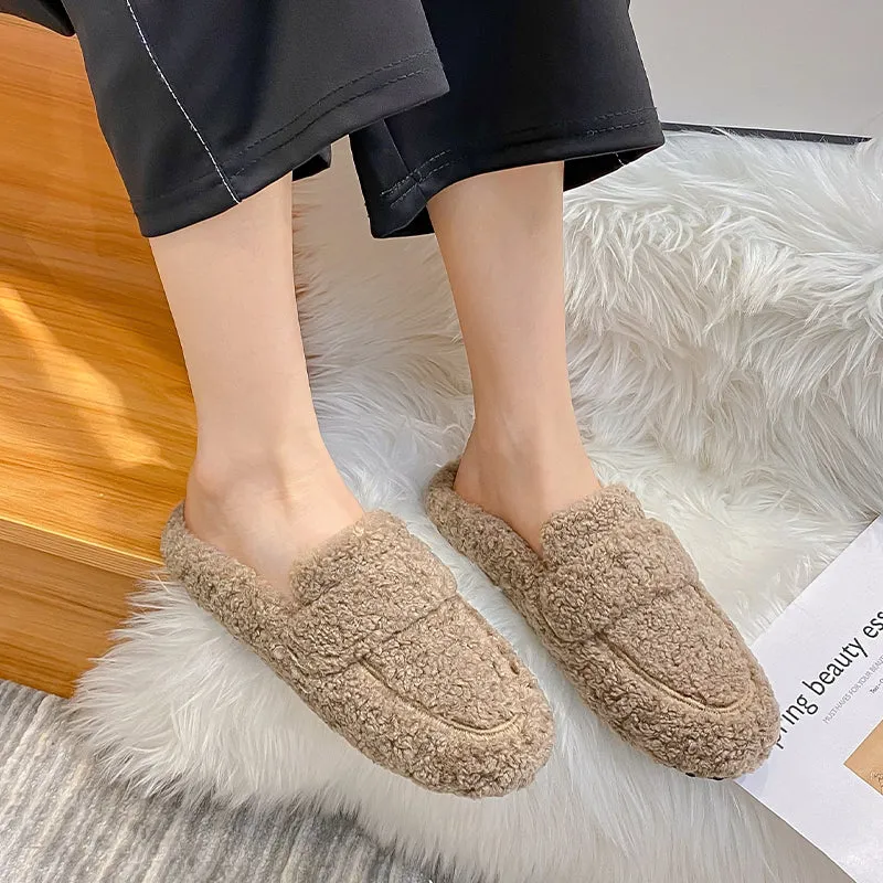 Women Minimalist Casual Winter Fur Slippers