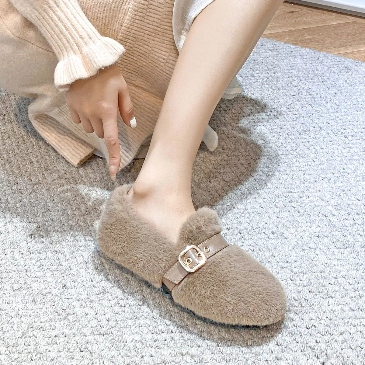 Women Minimalist Flat Soft Furred Casual Shoes