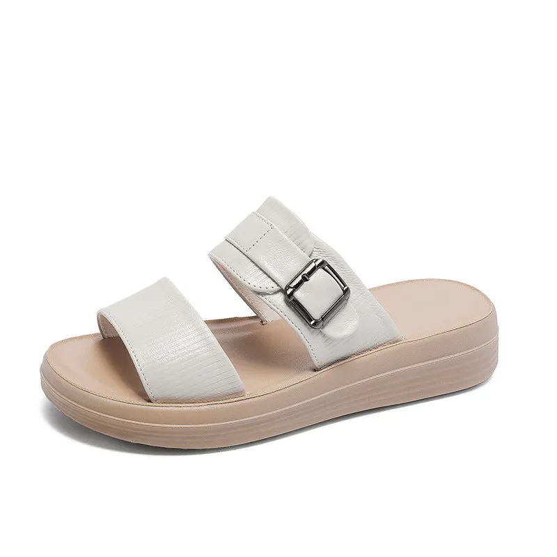 Women Minimalist Leather Soft Casual Slides