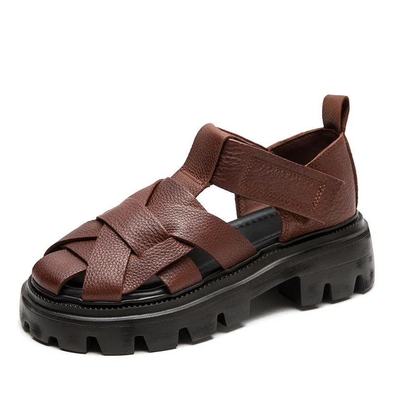 Women Minimalist Plaited Leather Casual Sandals