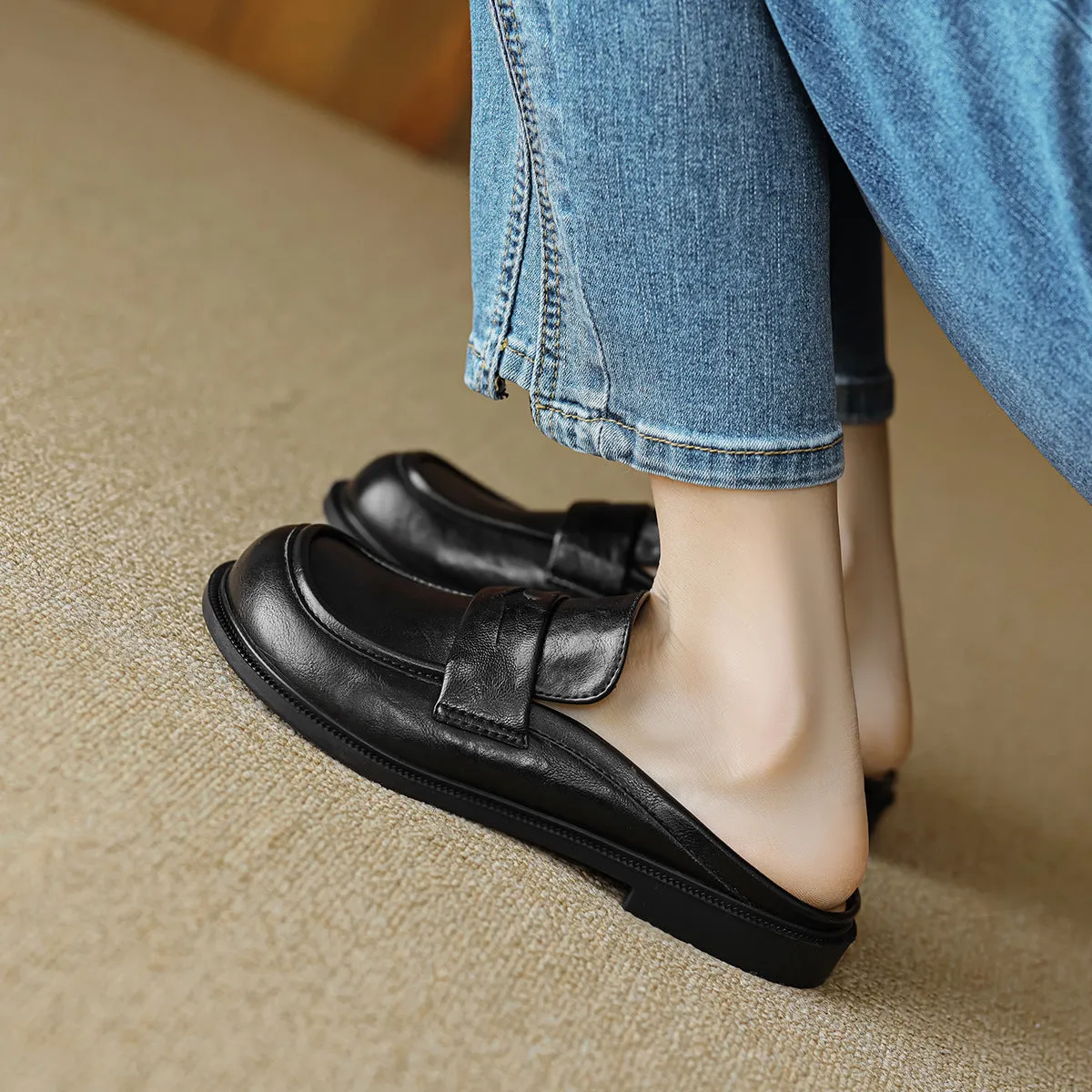 Women Minimalist Retro Soft Flat Casual Mules