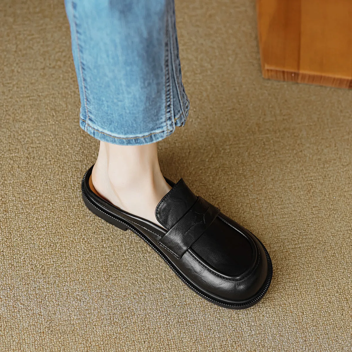 Women Minimalist Retro Soft Flat Casual Mules