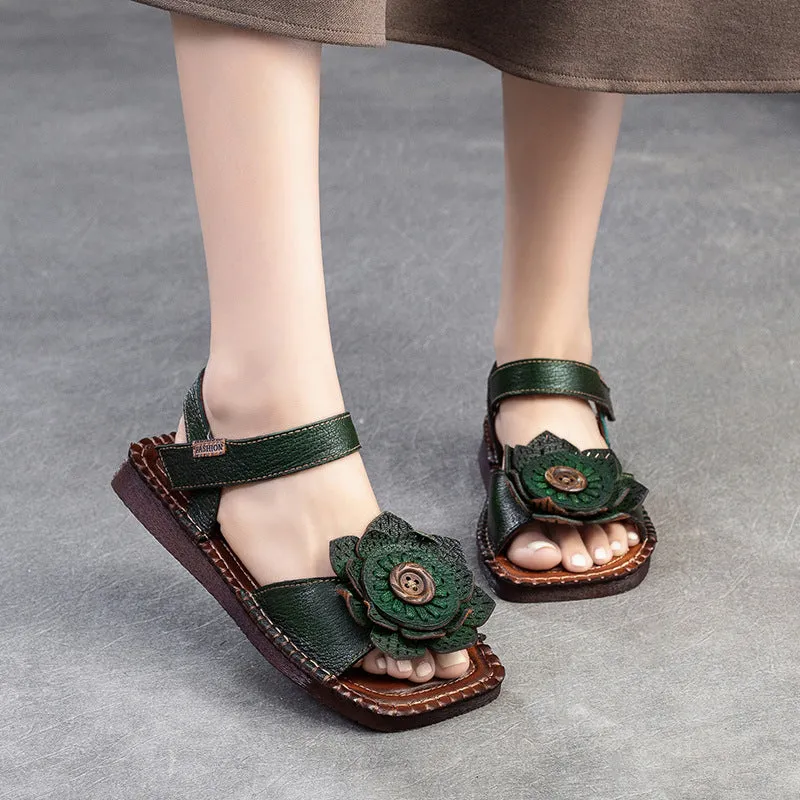 Women Retro Ethnic Casual Leather Summer Sandals