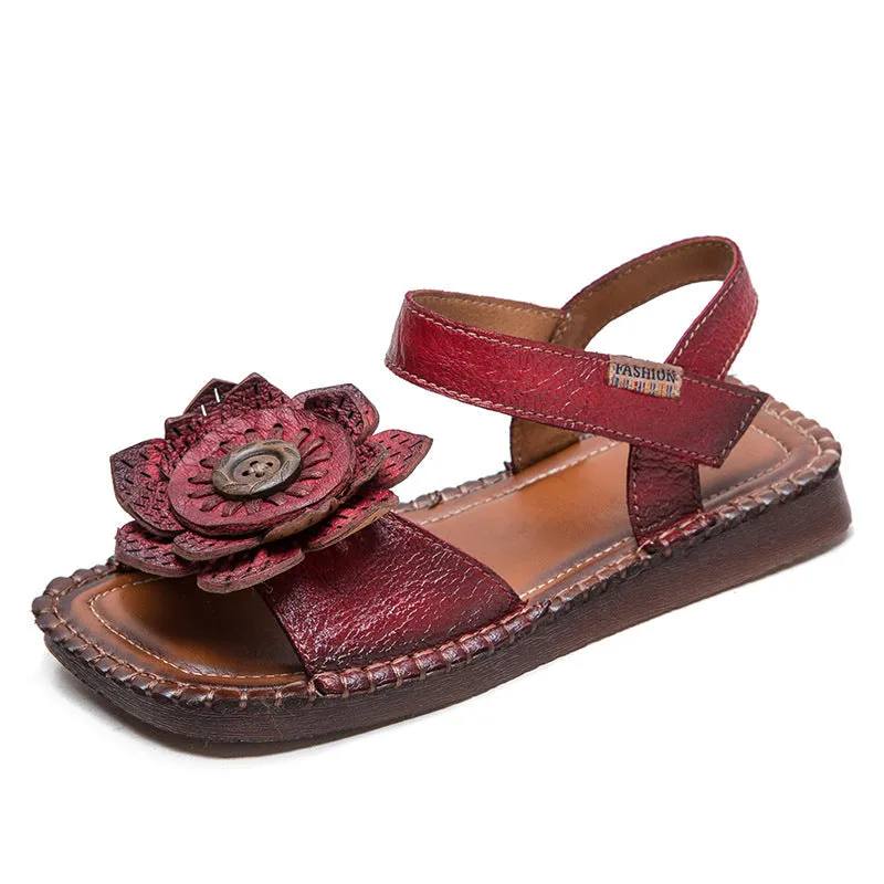 Women Retro Ethnic Casual Leather Summer Sandals