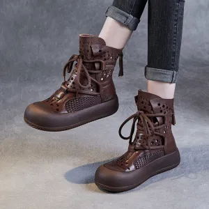 Women Retro Hollow Breathable Flat Summer Boots