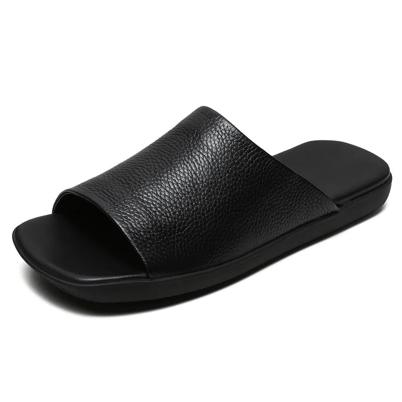 Women Retro Leather Flat Soft Casual Slides