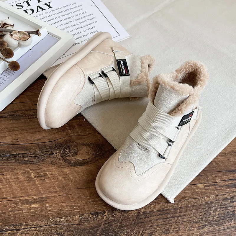 Women Retro Patchwork Flat Casual Boots