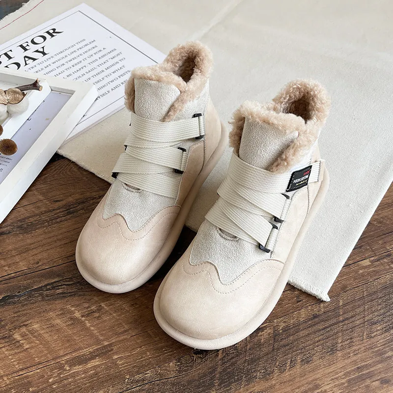 Women Retro Patchwork Flat Casual Boots