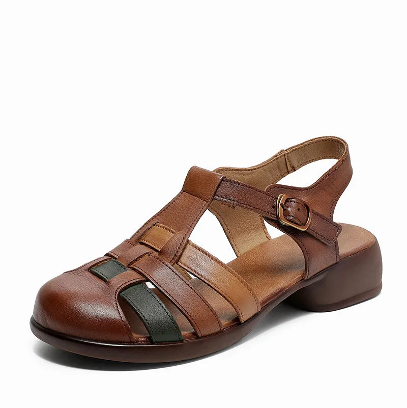 Women Retro Plaited Leather Casual Sandals