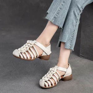 Women Retro Plaited Leather Summer Casual Sandals