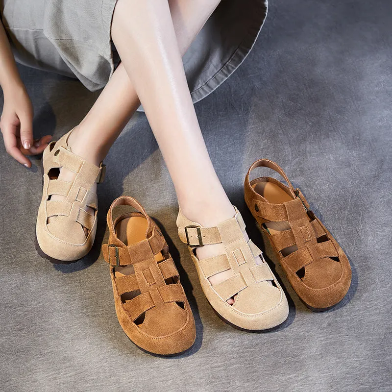 Women Retro Suede Summer Casual Slip-on Sandals