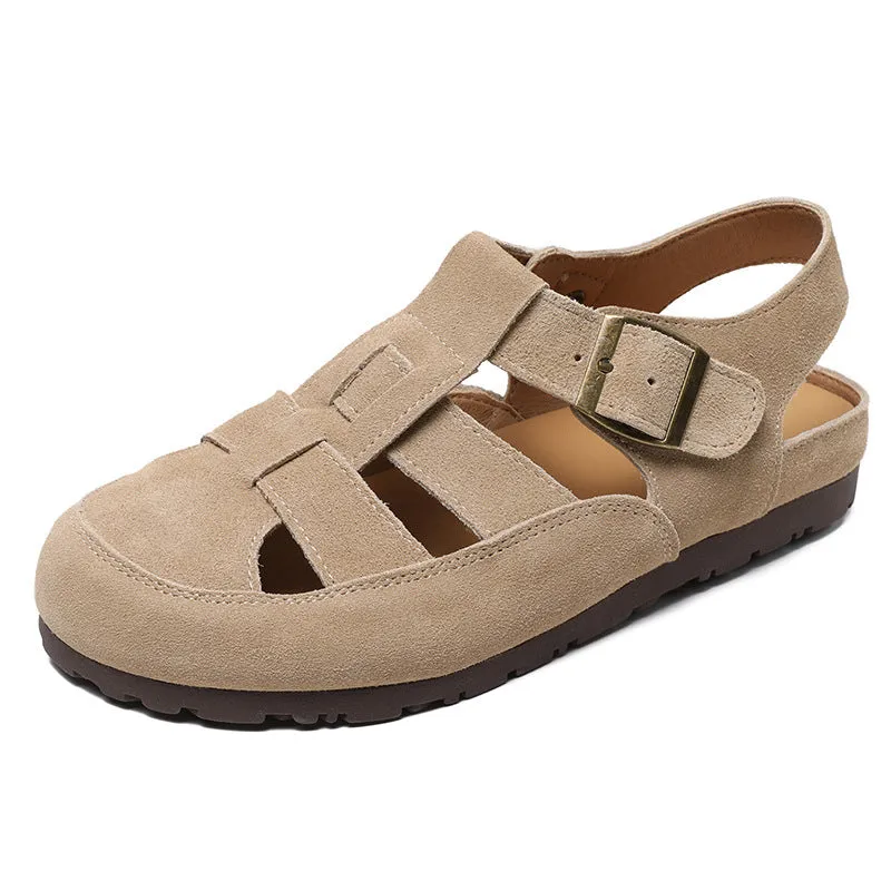 Women Retro Suede Summer Casual Slip-on Sandals