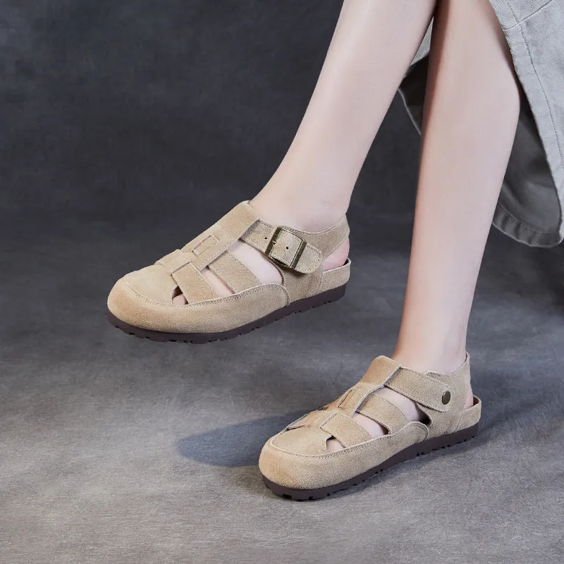 Women Retro Suede Summer Casual Slip-on Sandals