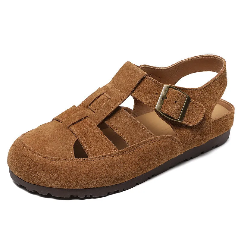 Women Retro Suede Summer Casual Slip-on Sandals