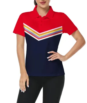 Women's Button Up Stripe Casual Polo Shirt-CUWPO01576