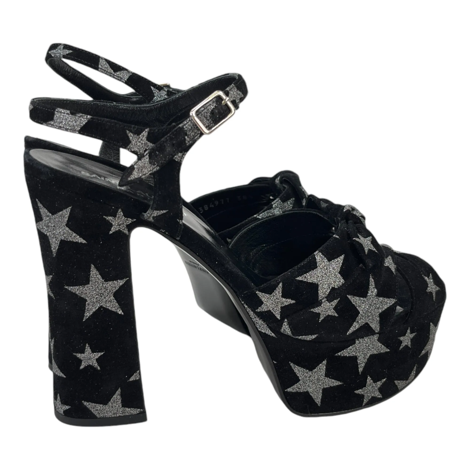 Women's Star Print Platforms Heels Black Size EU 38.5 / UK 5.5