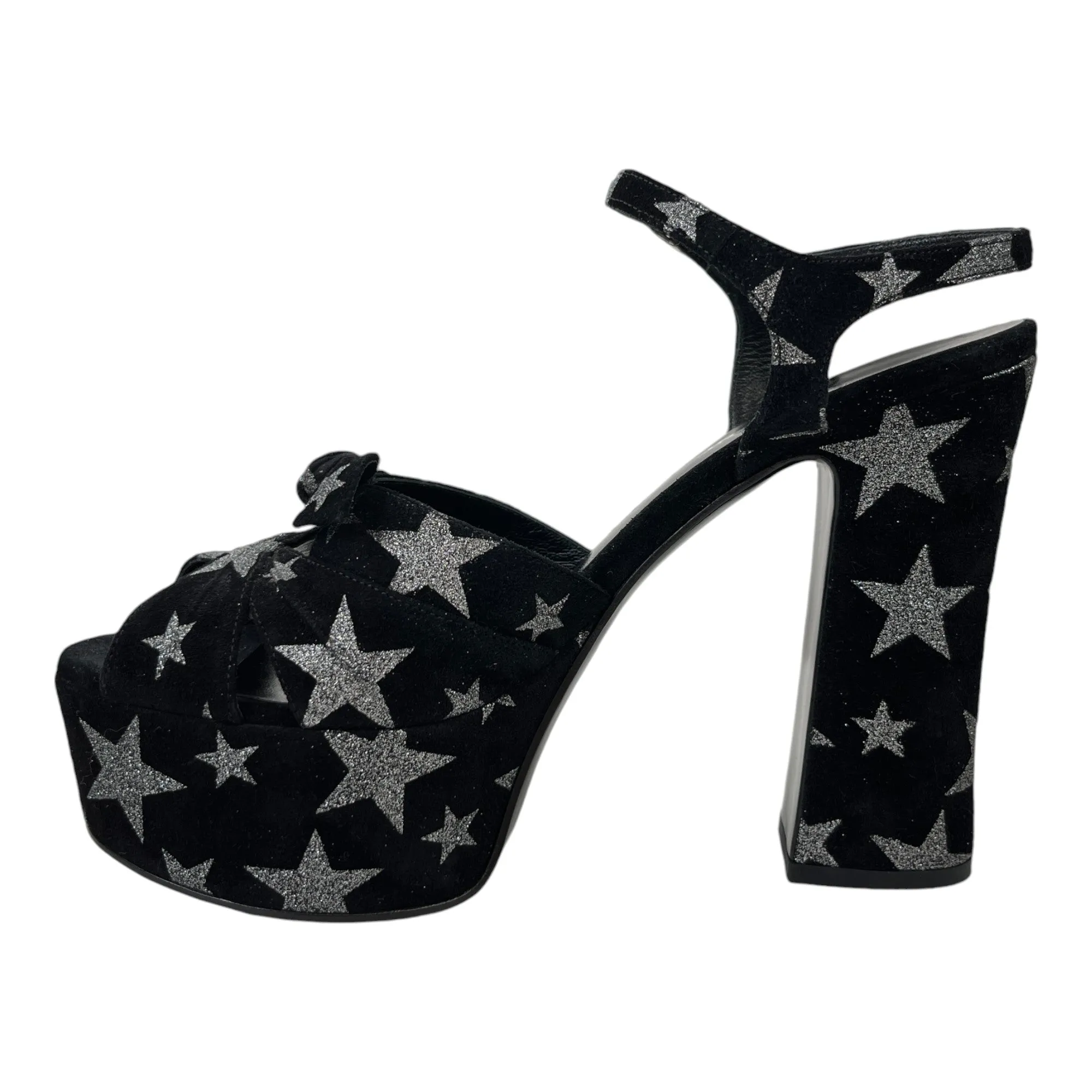 Women's Star Print Platforms Heels Black Size EU 38.5 / UK 5.5