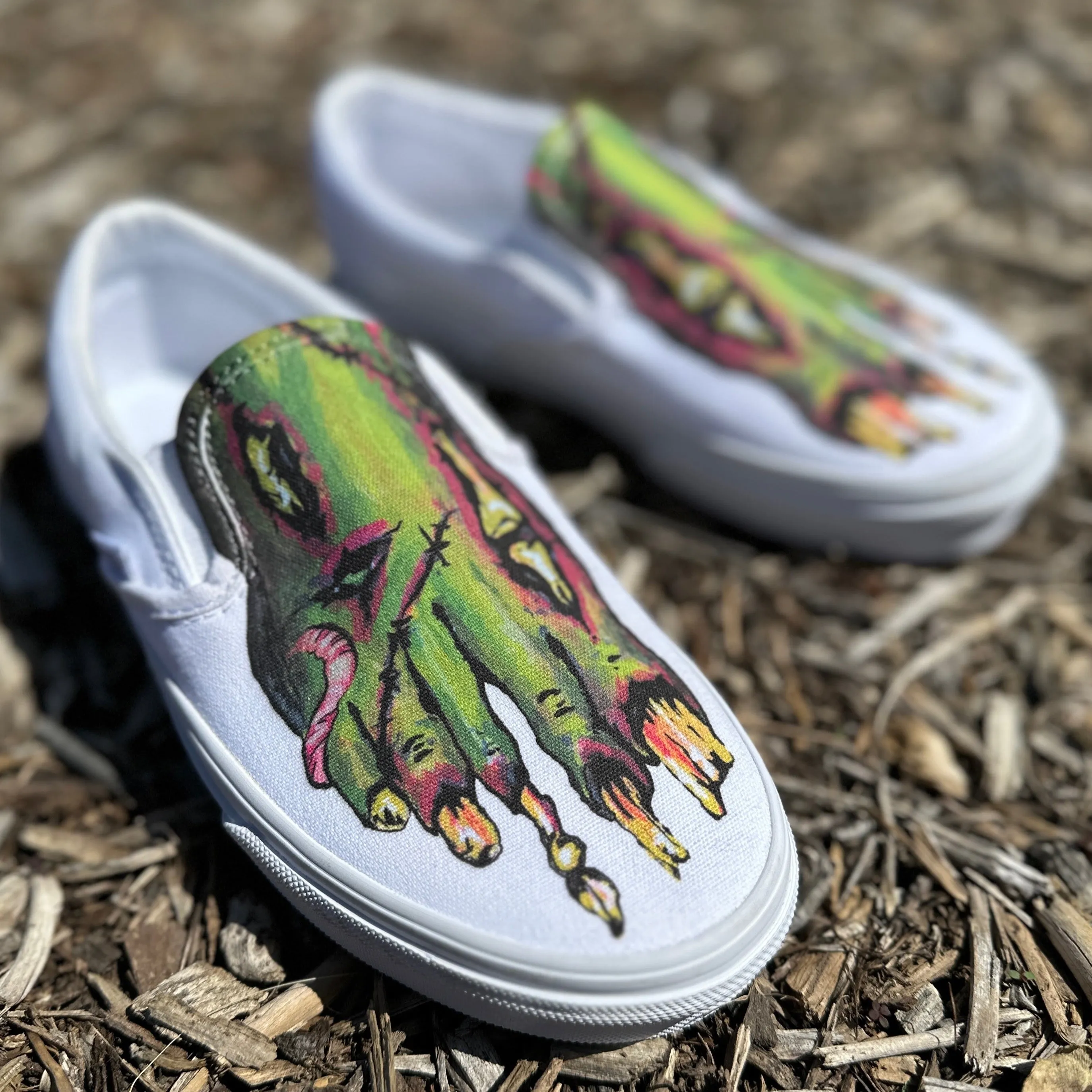 Zombie Feet - Custom Slip Ons White