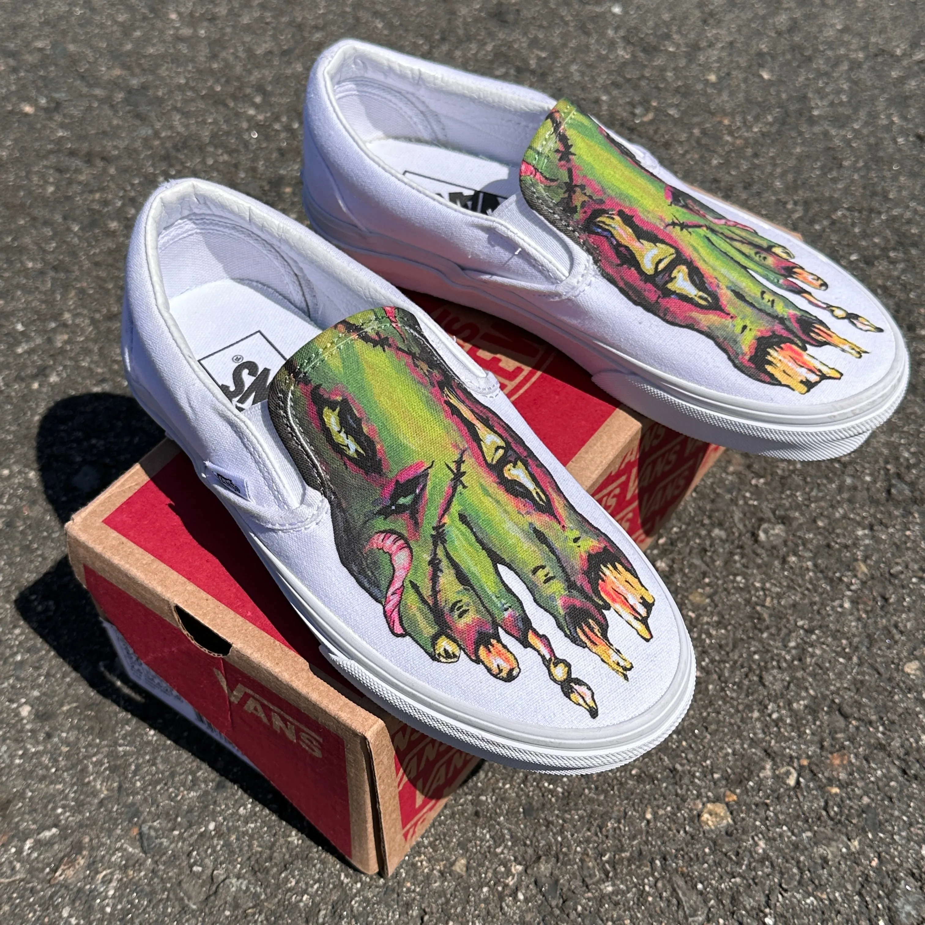 Zombie Feet - Custom Slip Ons White